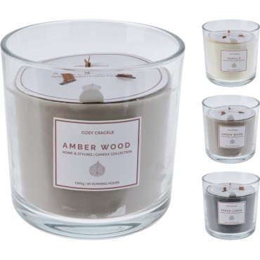 JK Home Décor - Κερί Αρωματικό Cosy Crackle σε Γυαλί 15x15cm 3Σχδ