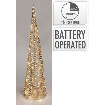 JK Home Décor - Δέντρο Κώνος 60LED Μέταλλο Χρυσό 16x60cm