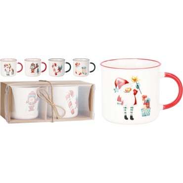 JK Home Décor - Κούπα Χριστουγέννων από Πορσελάνη 300ml 9x8cm 2Σχδ S/2