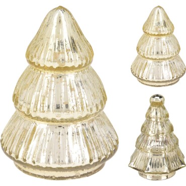 JK Home Décor - Δέντρο από Γυαλί Χρυσό 9x13cm 2Σχδ