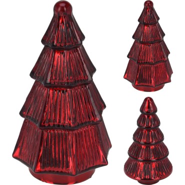 JK Home Décor - Δέντρο από Γυαλί Κόκκινο 11x19cm 2Σχδ