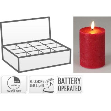 JK Home Décor - Κερί LED Κόκκινο 7.5x10cm