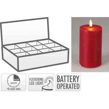 JK Home Décor - Κερί LED Κόκκινο 7.5x12.5cm