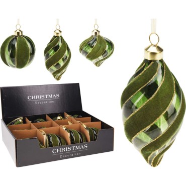 JK Home Décor - Στολίδι με Βελούδο Πράσινο 8cm 3Σχδ