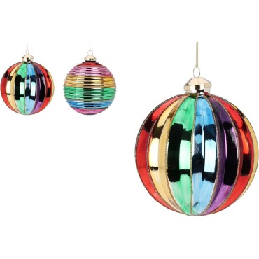 JK Home Décor - Μπάλα Μulti Γυάλινη 12cm 2Σχδ