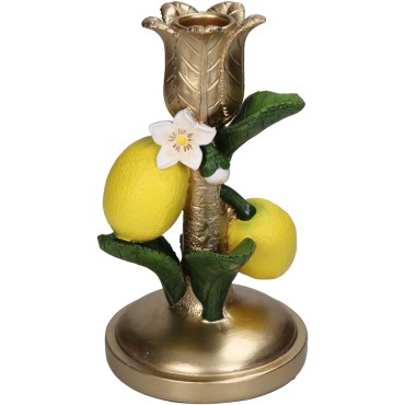 JK Home Décor - Candle Stick Lemon Polyresin Yellow 10x10x17.5cm