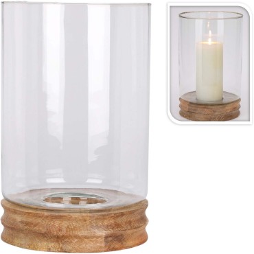 JK Home Décor - Κηροπήγιο από Γυαλί & Mango 20x33cm