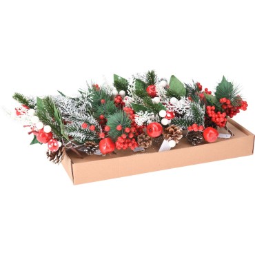 JK Home Décor - Κλαδί με Berries & Κουκουνάρι 16cm 3Σχδ