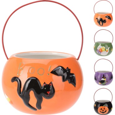 JK Home Décor - Καλαθάκι Halloween Κεραμικό 10cm 4Σχδ