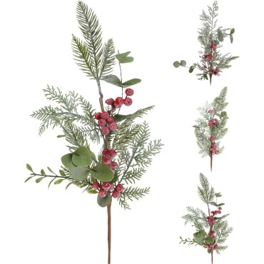 JK Home Décor - Κλαδί με Berries & Ευκάλυπτο 60cm 3Σχδ