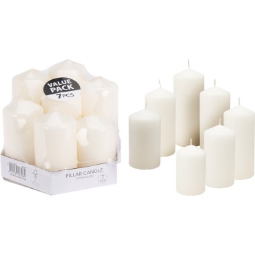 JK Home Décor - Κερί Κολώνα Λευκό 9-15cm S/7