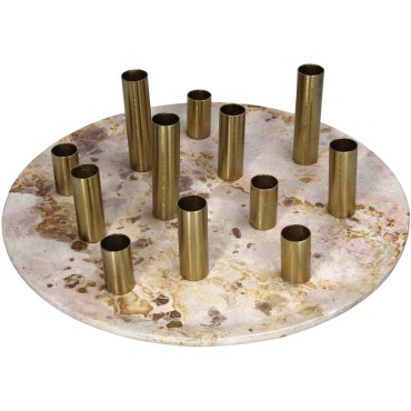 JK Home Décor - Candle Stick Plate Stone Beige 38x38x11cm
