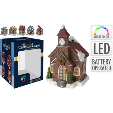 JK Home Décor - Σπιτάκι Χωριό LED 7.5x9x14cm 5Σχδ