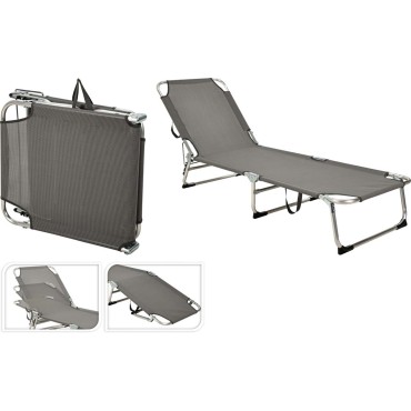 JK Home Décor - Foldable Gray Sunbed 190x56x27cm