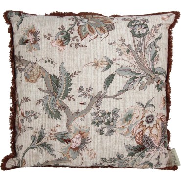 JΚ Home Décor - Μαξιλάρι Λουλουδάτο Βαμβακερό Καφέ 45x45cm