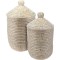 JK Home Décor - Καλάθι με Καπάκι από Seagrass 26-32x34-42cm S/3
