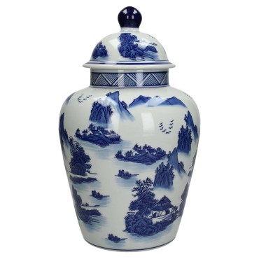 JΚ Home Décor - Βάζο με Καπάκι Chinoiserie 18x18x35cm