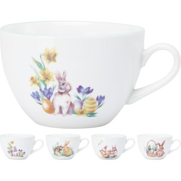 JK Home Décor - Κούπα με Κουνέλι Πορσελάνη 420ml 11x8cm 4Σχδ