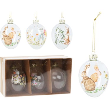 JK Home Décor - Αυγό Κρεμαστό από Γυαλί 6x8cm