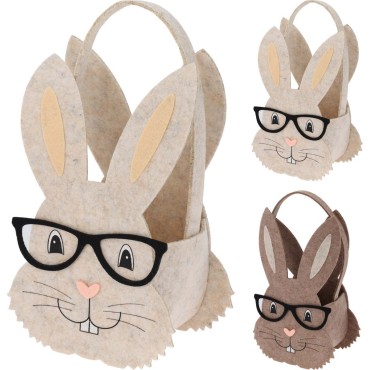 BASKET FELT BUNNY W GLASSES 2A