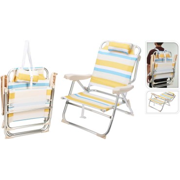 JK Home Décor - Καρεκλάκι Θαλάσσης Κίτρινο Ριγέ 64x63x28-71cm