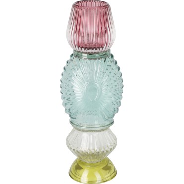 JΚ Home Decor - Κηροπήγιο Γυάλινο με Στρώσεις 28cm