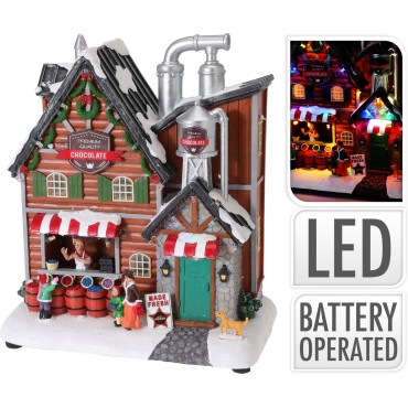 JΚ Home Décor - Σκηνικό Χριστουγέννων Chocolate Factory 19LΕD BO 23x27cm