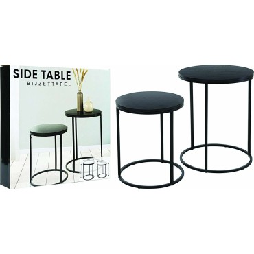 JK Home Décor - Side Table Metal with Pinewood