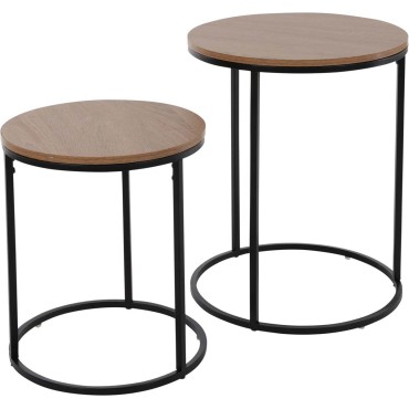 JK Home Décor - Side Table Metal with Pinewood