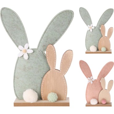 RABBIT FELT ON WOODEN BASE