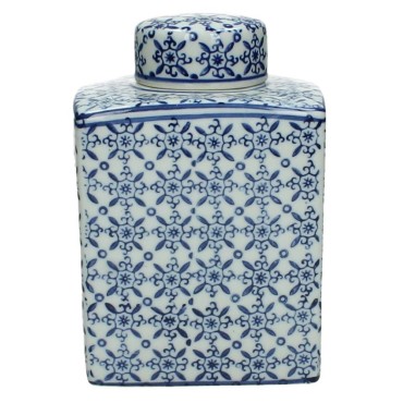 JK Home Décor - Βάζο με Καπάκι Chinoiserie Πορσελάνη 11x10x17cm