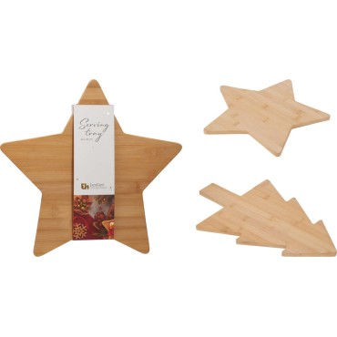 JK Home Décor - Δίσκος Bamboo Αστέρι & Δέντρο 30x44x1cm 2Σχδ