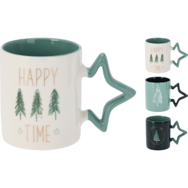 JK Home Décor - Κούπα Χριστουγέννων Αστέρι από Πορσελάνη 380ml 8x10cm 3Σχδ