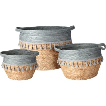 JΚ Home Décor - Καλάθι Rattan με Λαβές 19-27cm S/3