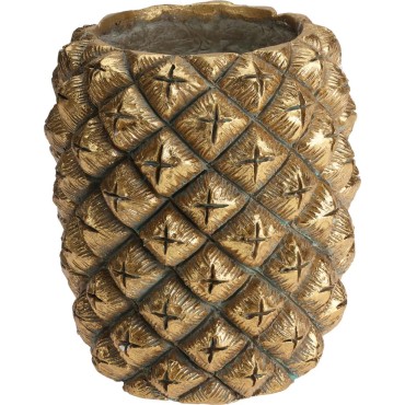 JK Home Décor - Flower Pot Pineapple 28cm Gold