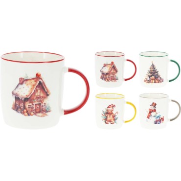 JK Home Décor - Κούπα Χριστουγέννων από Πορσελάνη 340ml 9x9cm 4Σχδ