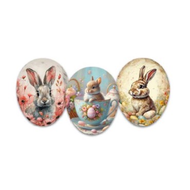 JK Home Décor - Αυγό Χάρτινο Ανοιγόμενο Lovely Bunnies 18cm 3Σχδ