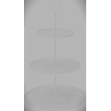 JK Home Décor - Εταζέρα 3-Επιπέδων με Καρδιά από Μέταλλο Λευκό 30x48cm