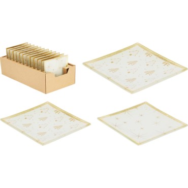 JK Home Décor - Πιατέλα από Γυαλί Χρυσό 10x10cm 2Σχδ