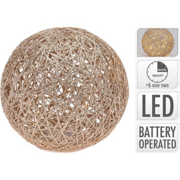 JΚ Home Décor - Μπάλα Χρυσή με Glitter LED 20cm