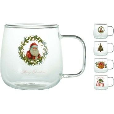 JK Home Décor - Κούπα Χριστουγέννων από Γυαλί 400ml 13x9cm 4Σχδ