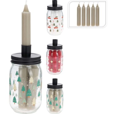 JK Home Décor - Κερί με Κηροπήγιο σε Βάζο 8x16cm Κερί 2x12cm 3Σχδ S/6