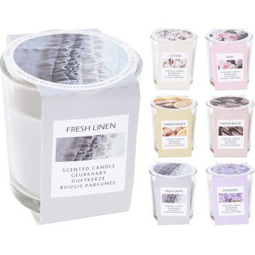 JK Home Décor - Aromatic Candle in Glass 7x7.5cm 6 Ass
