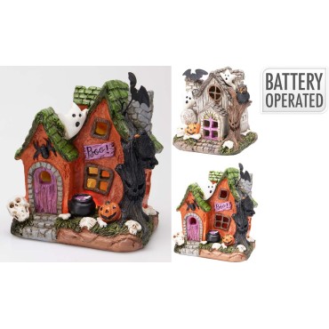 JK Home Décor - Σπίτι Halloween LED 12x10x12cm 2Σχδ
