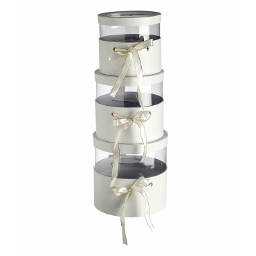 JΚ Home Décor - Κουτί Χάρτινο Στρογγυλό Λευκό S/3