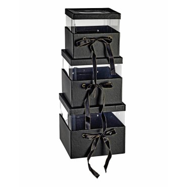 JΚ Home Décor - Κουτί Χάρτινο Τετράγωνο Μαύρο S/3