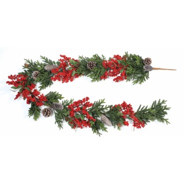 JΚ Home Décor - Γιρλάντα Με Berries & Κουκουνάρια 180cm