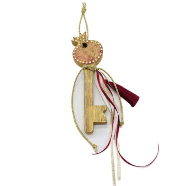 JΚ Home Décor - Γούρι Κλειδί Ξύλινο Κόκκινο 5x18cm