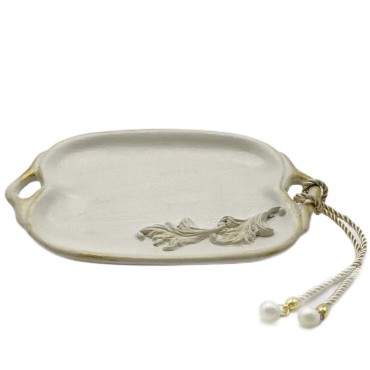 JΚ Home Décor - Πιατέλα Φύλλο Κεραμική Λευκό 13x21cm