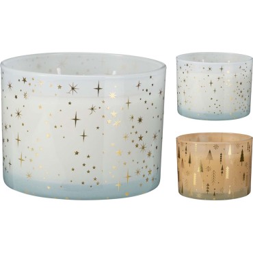 JK Home Décor - Κερί Αρωματικό Stars & Trees σε Γυαλί 11x8cm 2Σχδ